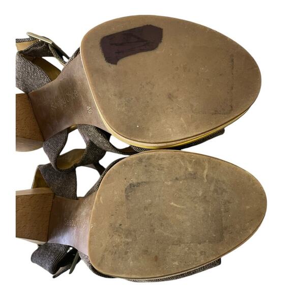See by Chloe Canvas Slingback Sandals Wooden Platform Heel EUR 40 US 10 Summer - Picture 15 of 16